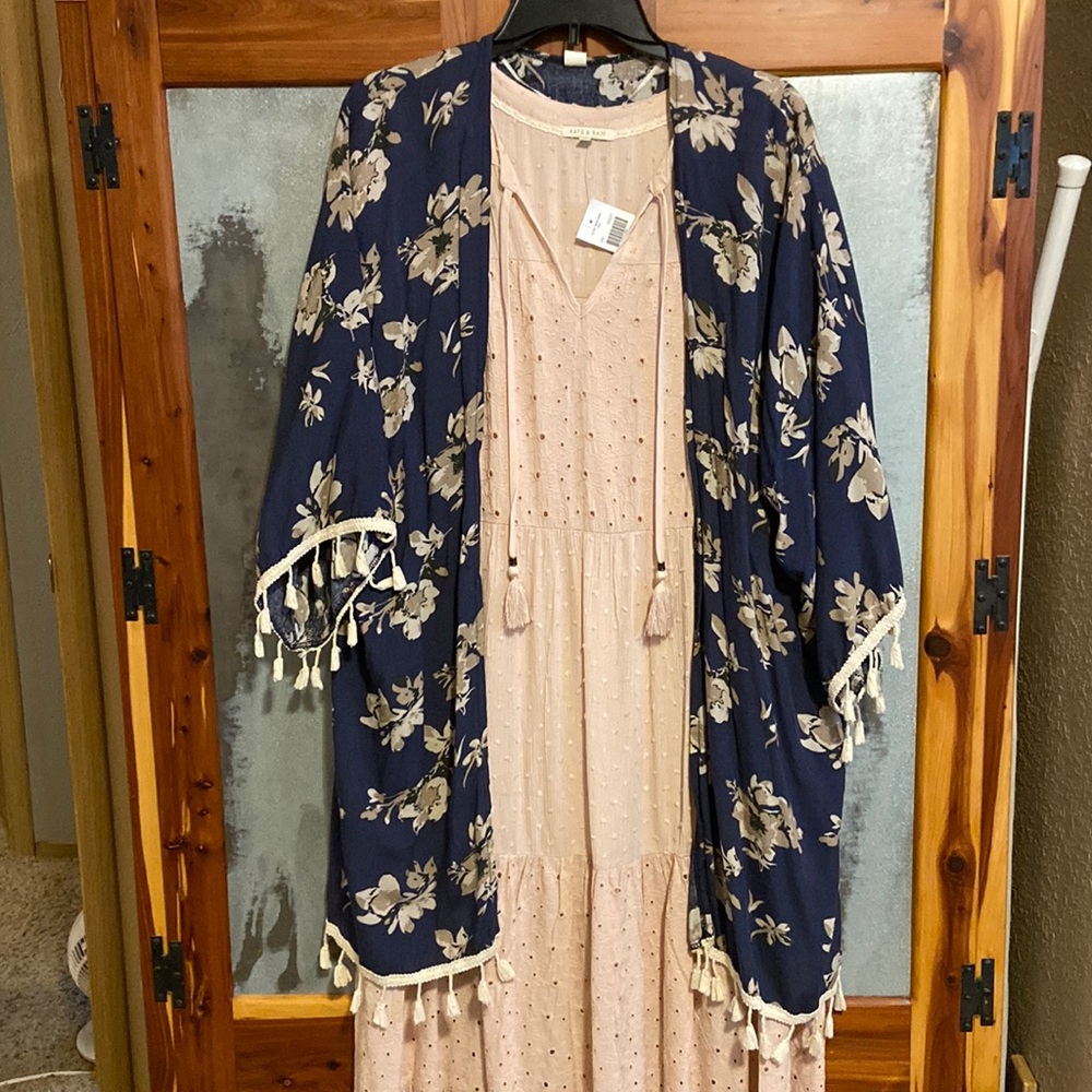 Navy Blue Floral Kimono